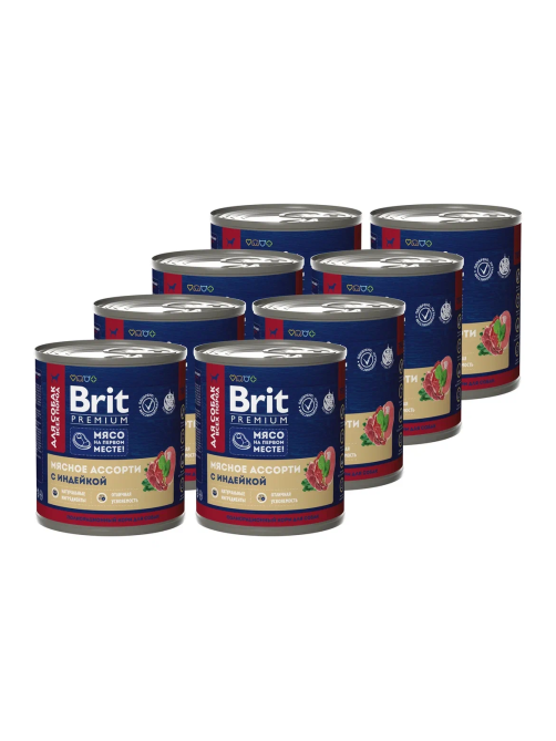 Корм влажный Brit для собак индейка, 750г