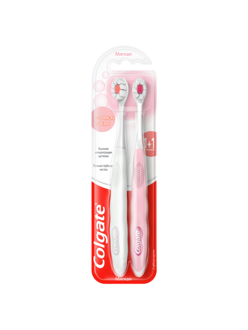 Зубная щетка Colgate Cushion Clean мягкая, 1+1шт