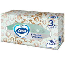 Салфетки бумажные Zewa Deluxe Дизайн 3 слоя в коробке, 90 листов