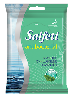 Салфетки влажные Salfeti антибактериальные, 20 листов