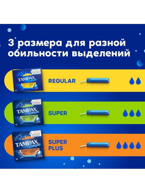 Тампоны Tampax Compak Super Plus Duo гигиенические с аппликатором, 16шт