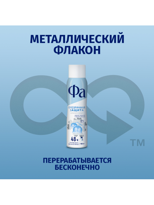 Антиперспирант-спрей Фа Прозрачная защита Аромат ландыша и белого мускуса, 150мл