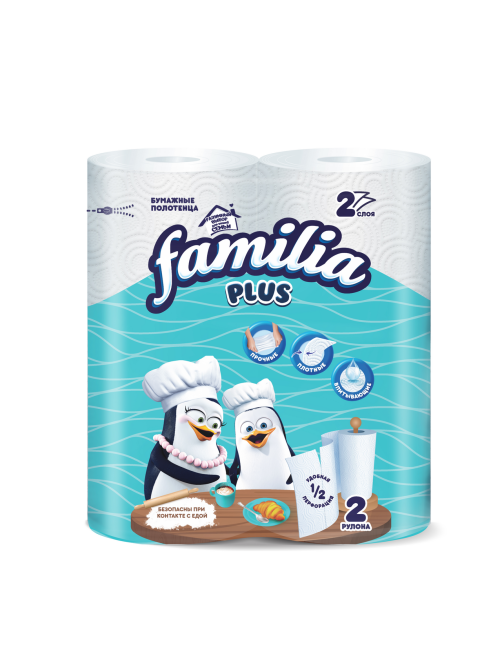 Бумажные полотенца Familia 2 слоя, 2 рулона