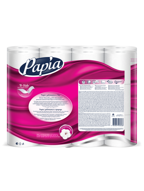 Туалетная бумага Papia белая 3 слоя 24 рулона