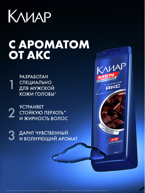 Шампунь Клиар Men Акс аромат против перхоти, 380мл