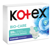 Прокладки гигиенические Kotex Bio-Care ночные, 6шт