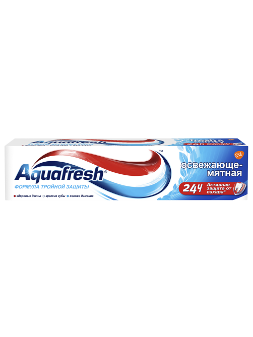 Зубная паста Aquafresh для тройной защиты полости рта освежающе-мятная с фтором, 100мл