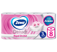 Туалетная бумага Zewa Deluxe Орхидея 3 слоя, 8 рулонов