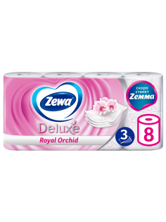 Туалетная бумага Zewa Deluxe Орхидея 3 слоя, 8 рулонов