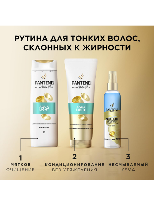 Шампунь женский Pantene Pro-V Aqua Light питательный для тонких и жирных волос, 400мл