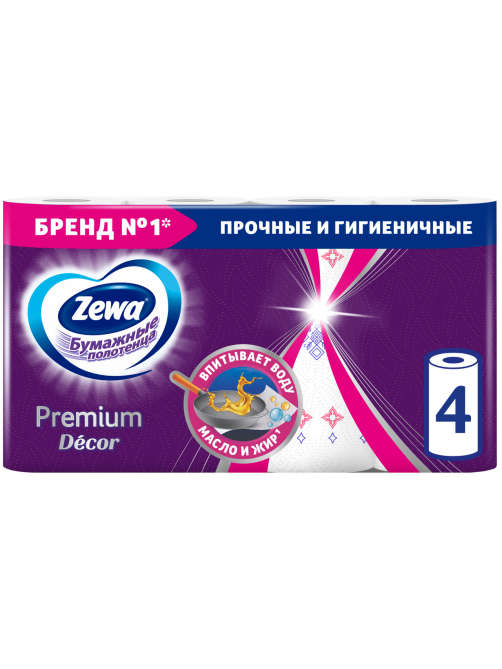 Бумажные полотенца Zewa Premium Декор, 4 рулона