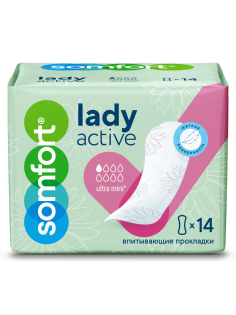 Прокладки Somfort Lady Active Ultra mini впитывающие, 14шт