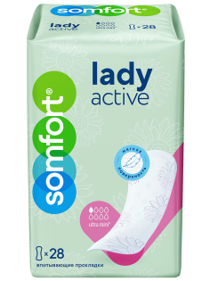 Прокладки Somfort Lady Active Ultra mini впитывающие, 28шт