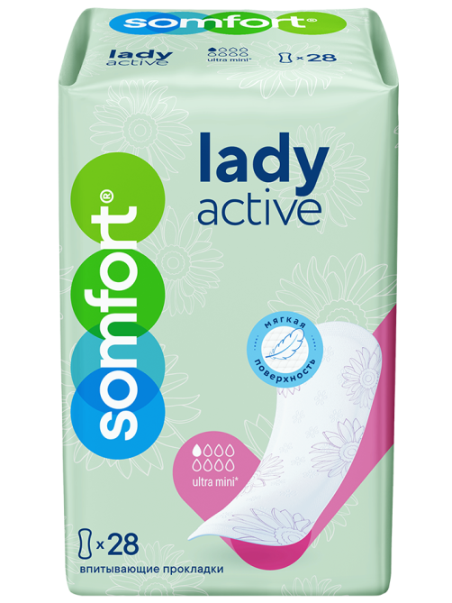 Прокладки Somfort Lady Active Ultra mini впитывающие, 28шт