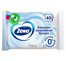 Влажная туалетная бумага Zewa Pure, 40 листов