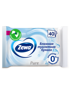 Влажная туалетная бумага Zewa Pure, 40 листов