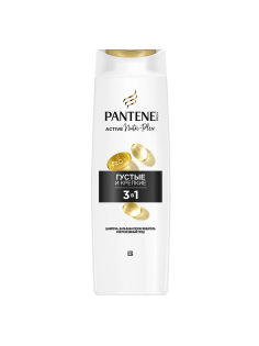 Шампунь женский Pantene Pro-V 3в1 Густые и крепкие волосы для тонких и слабых волос, 360мл