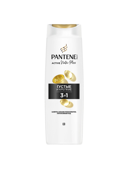Шампунь женский Pantene Pro-V 3в1 Густые и крепкие волосы для тонких и слабых волос, 360мл
