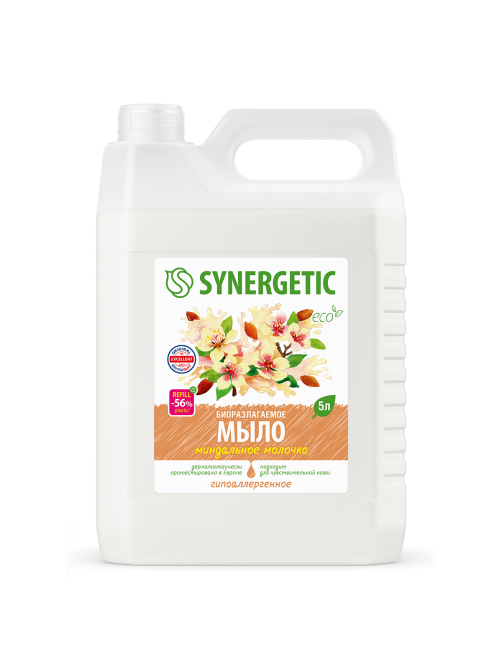 Мыло жидкое Synergetic Миндальное молочко гипоаллергенное, 5л