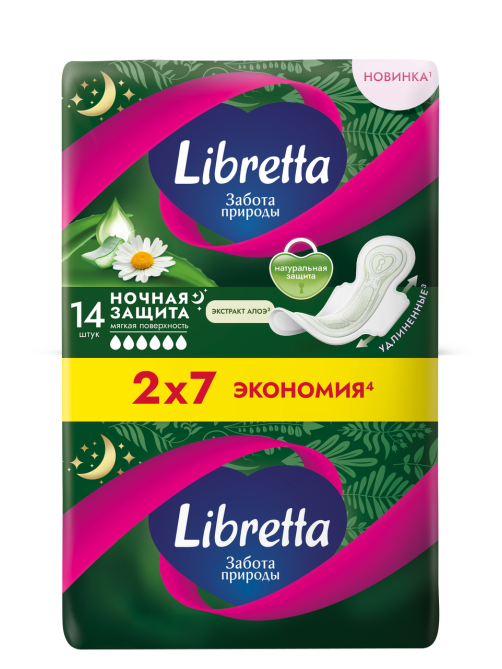 Прокладки Libretta Забота природы Ночные, 14шт