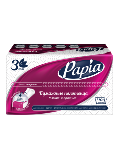 Полотенца бумажные Papia 3 слоя V-сложения, 100л