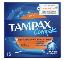 Тампоны Tampax Compak Super Plus Duo гигиенические с аппликатором, 16шт