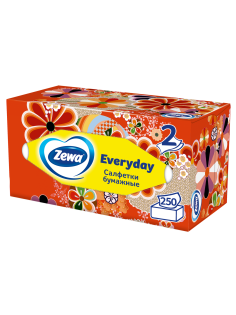 Салфетки бумажные косметические Zewa Everyday, 250 листов
