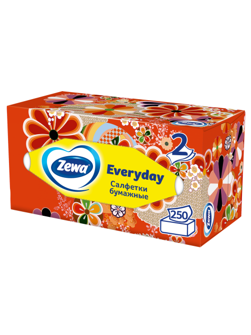 Салфетки бумажные косметические Zewa Everyday, 250 листов