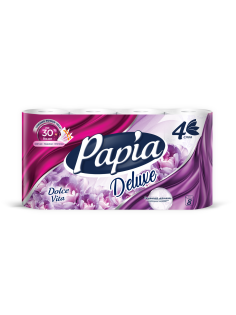 Туалетная бумага Papia Deluxe Dolce 4 слоя, 8 рулонов