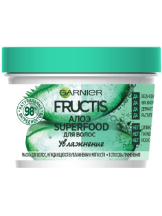Маска для волос Garnier Fructis Superfood Алоэ 3в1 для волос нуждающихся в увлажнении и мягкости, 390мл