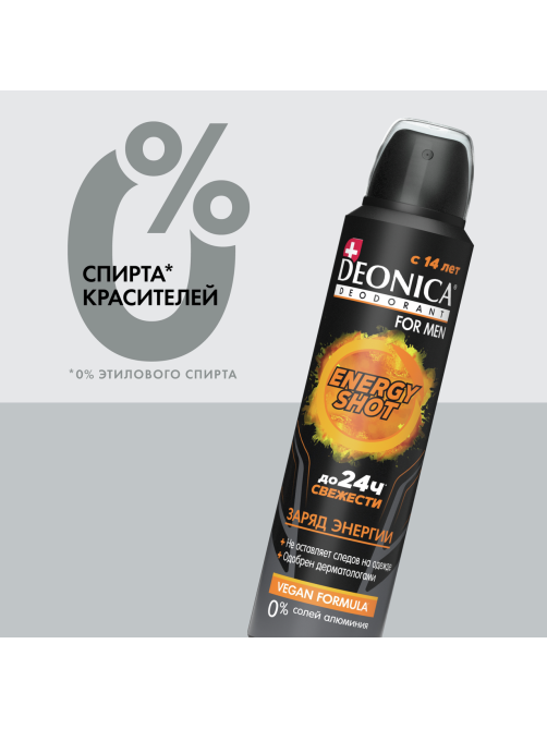 Дезодорант-антиперспирант-спрей Deonica Men Energy Shot, 150мл
