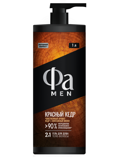 Гель для душа Фа Men Красный кедр 2в1, 1л