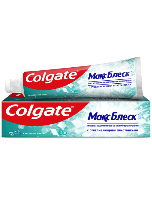 Зубная паста Colgate Макс Блеск Кристальная мята с отбеливающими пластинками, 100мл