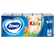 Платочки бумажные носовые Zewa Kids 3 слоя, 10 x 10 шт