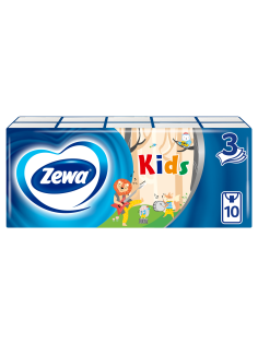 Платочки бумажные носовые Zewa Kids 3 слоя, 10 x 10 шт