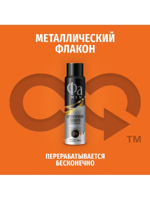 Антиперспирант-спрей Фа Men Прозрачная защита Освежающий аромат, 150мл