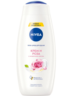 Гель-уход Nivea для душа крем роза с маслом миндаля, 500мл