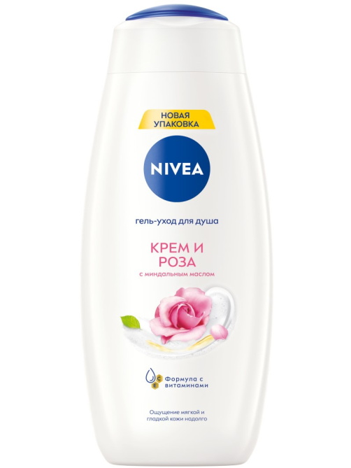 Гель-уход Nivea для душа крем роза с маслом миндаля, 500мл