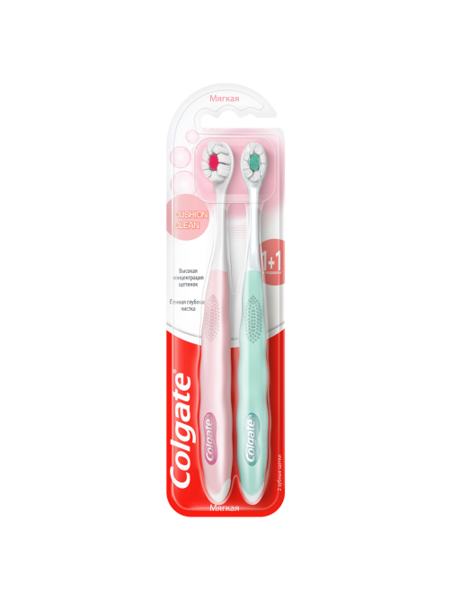 Зубная щетка Colgate Cushion Clean мягкая, 1+1шт