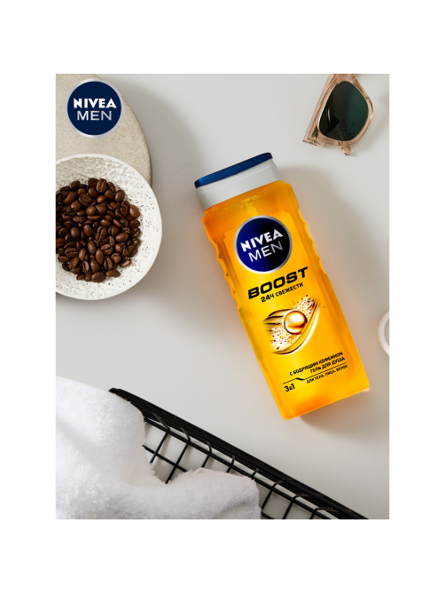 Гель Nivea Men Boost для душа 3в1 для тела и волос, 500мл