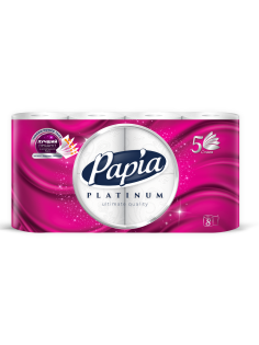 Туалетная бумага Papia Platinum 5 слоев, 8 рулонов
