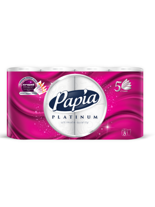 Туалетная бумага Papia Platinum 5 слоев, 8 рулонов