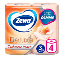 Туалетная бумага Zewa Deluxe Персик 3 слоя, 4 рулона