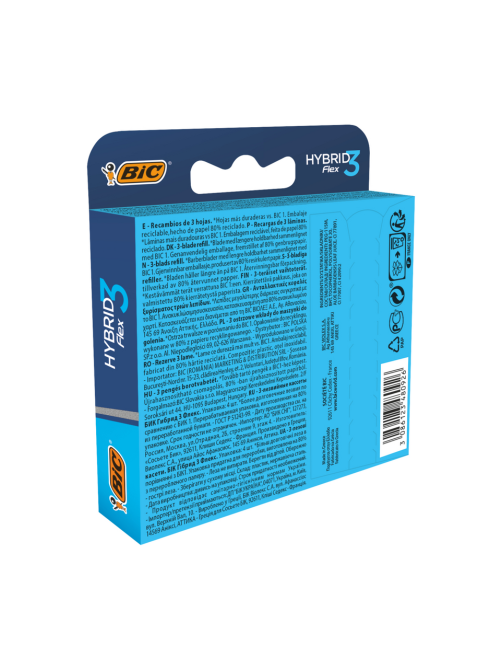 Сменные кассеты для мужской бритвы BIC Flex 3 Hybrid 3 подвижных лезвия, 4 шт