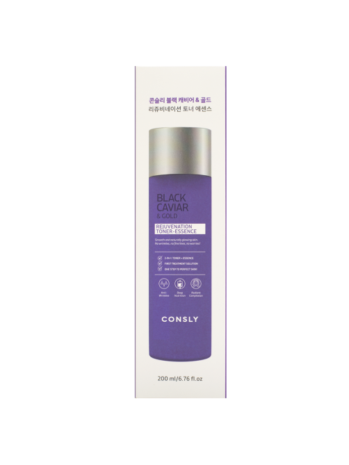 Тонер-эссенция Consly Black Caviar & Gold Rejuvenation омолаживающий с черной икрой и золотом, 200мл