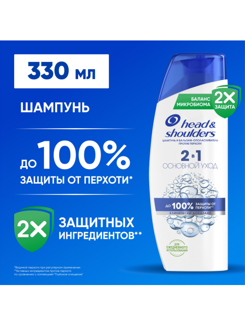 Шампунь-бальзам Head & Shoulders Против перхоти 2в1, 330мл
