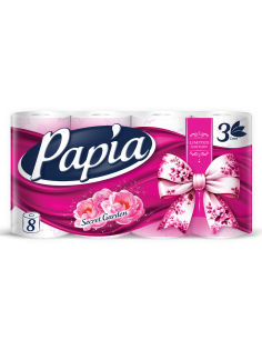 Туалетная бумага Papia Таинственный сад 3 слоя, 8 рулонов