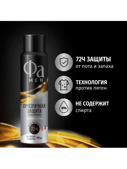 Антиперспирант-спрей Фа Men Прозрачная защита Освежающий аромат, 150мл