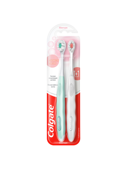 Зубная щетка Colgate Cushion Clean мягкая, 1+1шт