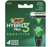 Сменные кассеты для мужской бритвенной системы BIC Flex 3 Hybrid для чувствительной кожи, 4 шт
